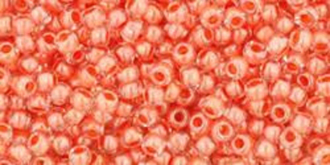 Toho 11/0 Round Japanese Seed Bead, TR11-985, Inside Color Crystal/Salmon Lined